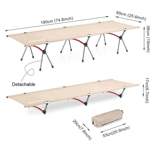 WESTTUNE Camping Cot Portable Folding Bed Ultralight Aluminum Alloy Sleeping Cot for Outdoor Hiking Backpacking Travel