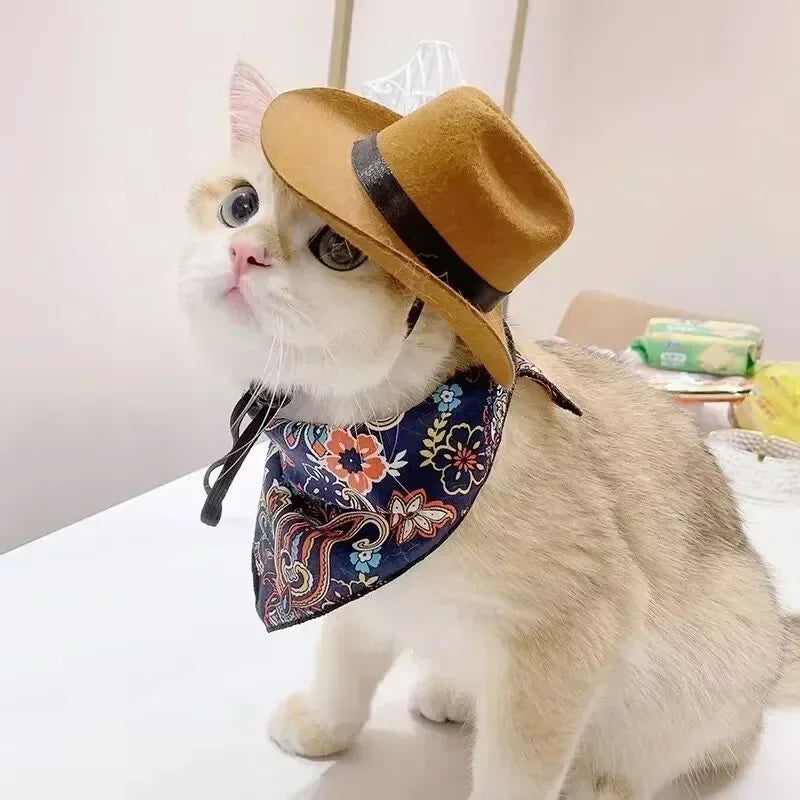 Pet Hat Dog Cat Western Cowboy Hat Halloween Pet Outdoor Caps  Funny Retro Photo Prop Dog Accessories Doll Decor Pet Products - Play Paws Toys