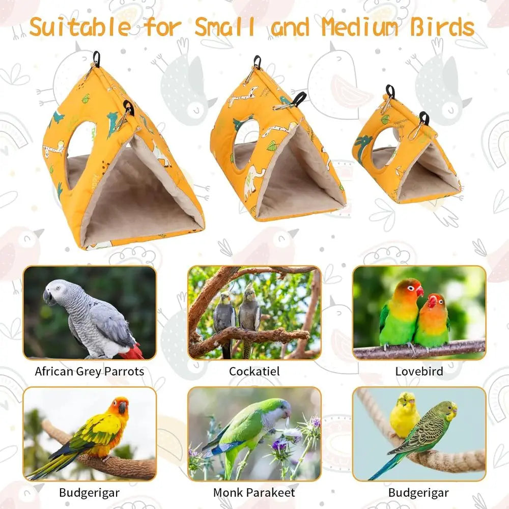 Winter Warm Bird Nest House - Hanging Hammock Velvet Shed Hut Cage Plush Fluffy Birds Hideaway Sleeping Bed Fuzzy for Parrot Par