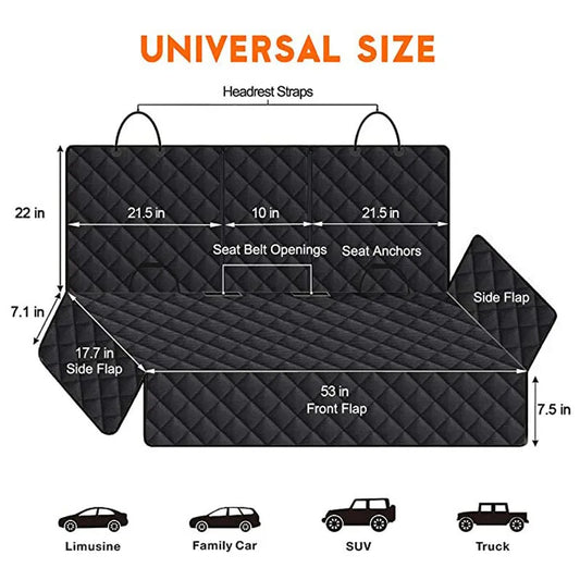 Dog car seat pad for cars trucks SUVs and other vehicles - universal pet rear seat pad for pets - Play Paws Toys