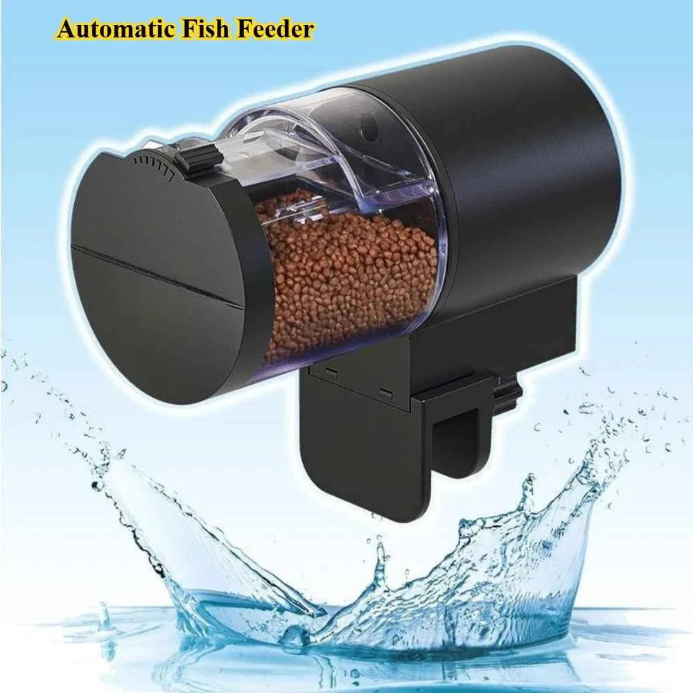 Automatic Fish Feeder 100ML Battery Powered Programmable Timer Aquarium Tanks Easy Setup Vacation Use Pet Care Fishbowl Food