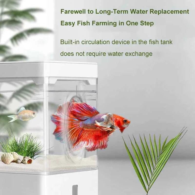 Mini Fish Tank 3L Desk Fish Tank 5L Water Plastic Fish Tank Botton Filter With Water Pump Fish Bowls