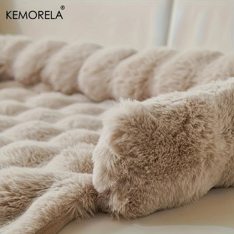 Luxury Plush Pet Mattress -Thickened Warm Imitation Rabbit Fur Dog Bed with Pillow, Scratch-Resistant Anti-Slip for Medium Dogs