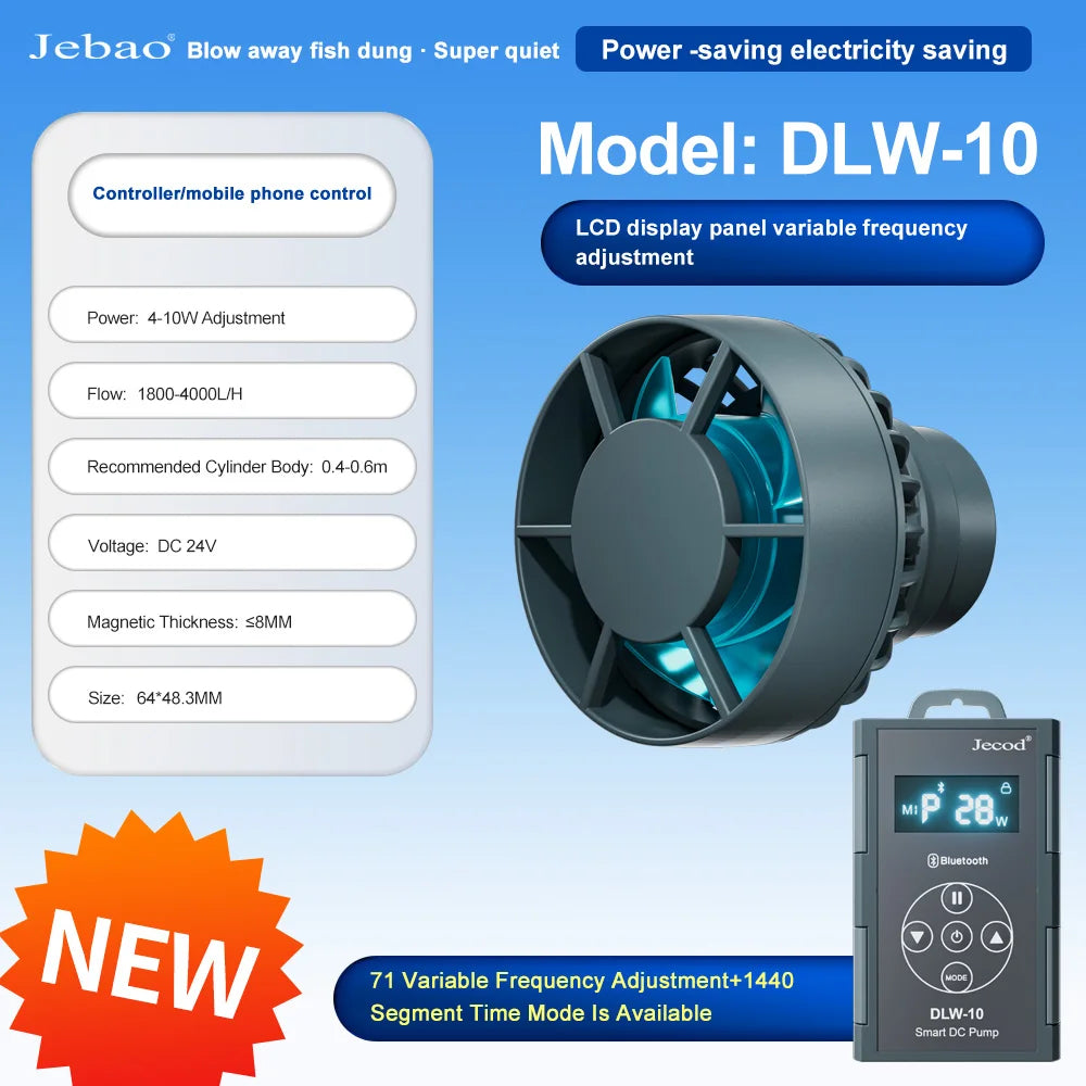 Jebao Jecod 2024 DLW Series Bluetooth Wave Pump for Aquarium App Control DC Saltwater Fish Tank Intelligent Mute Water Pump