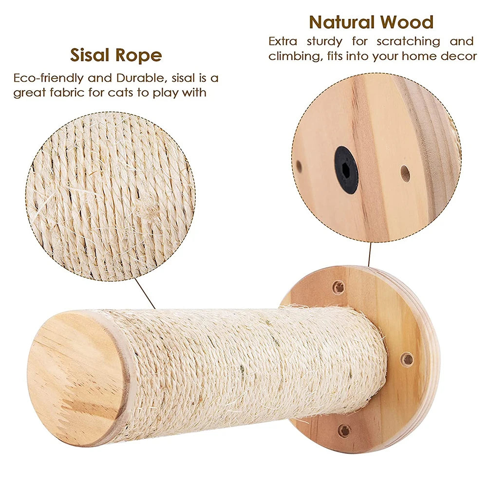 Cat Wall Climbing Shelf Steps Ladder Scratching Post Scratcher Bed Hiding House for Cats Tree Tower Pet Furniture Accessories - Play Paws Toys