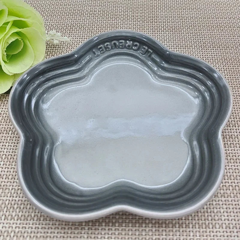 14cm Plum Blossom Small Plate Sauce Plates French Cool Color Cake Dish Gradual Spit Bone Dishs Tableware Ceramic Dessert