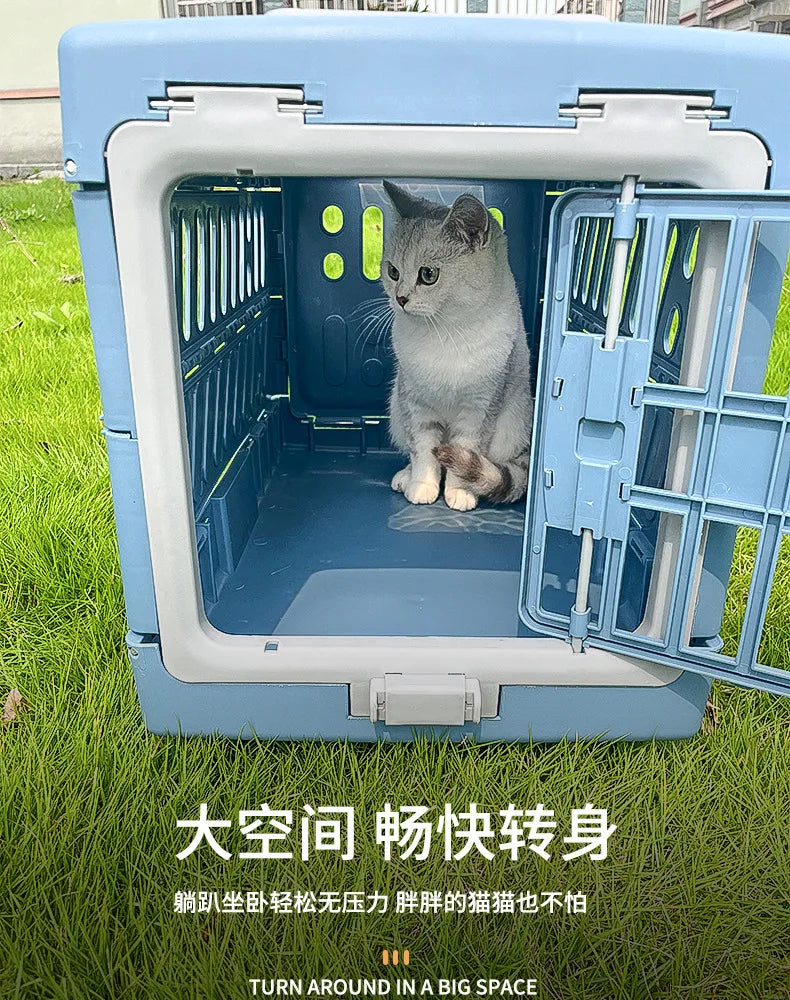 Pet Supplies Car Portable Cat Cage Portable Foldable Flight Case Breathable Kennel For Outing Pet Check-in Box - Play Paws Toys