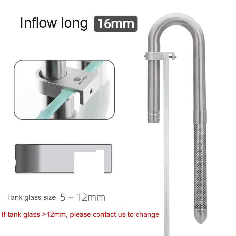 AQUAPRO Mini Skimmer Stainless Steel Inlet Outlet Pipes Inflow Outflow Shrimp Water Filter Aquarium Fish Tanks Accessories