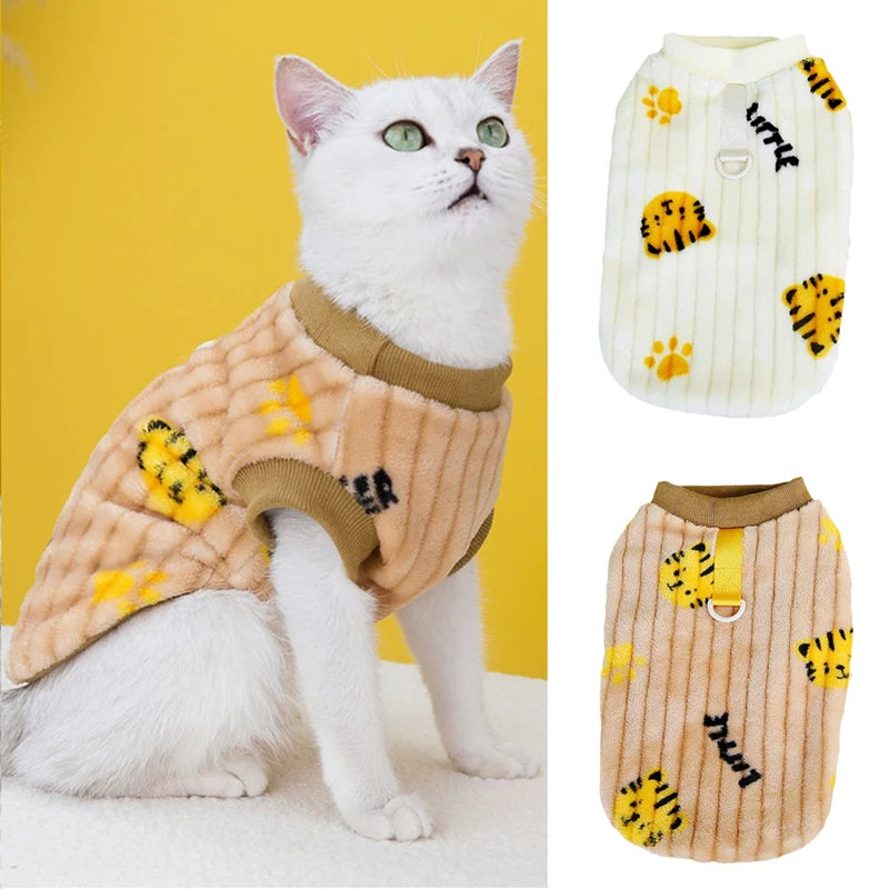 Korean Style Sphynx Cat Sweater with Buckle Winter Warm Pet Clothes for Cats Gotas Garfield Persian Pullovers mascotas Clothing - Play Paws Toys