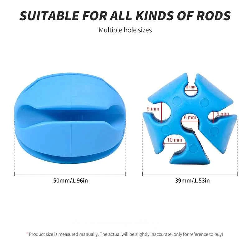 6 PCS Silicone Fishing Rod Holder Ball Straps 5 Hole Lightweight Fishing Tackle Ties Organizer Storage Racks Fishing Accessories