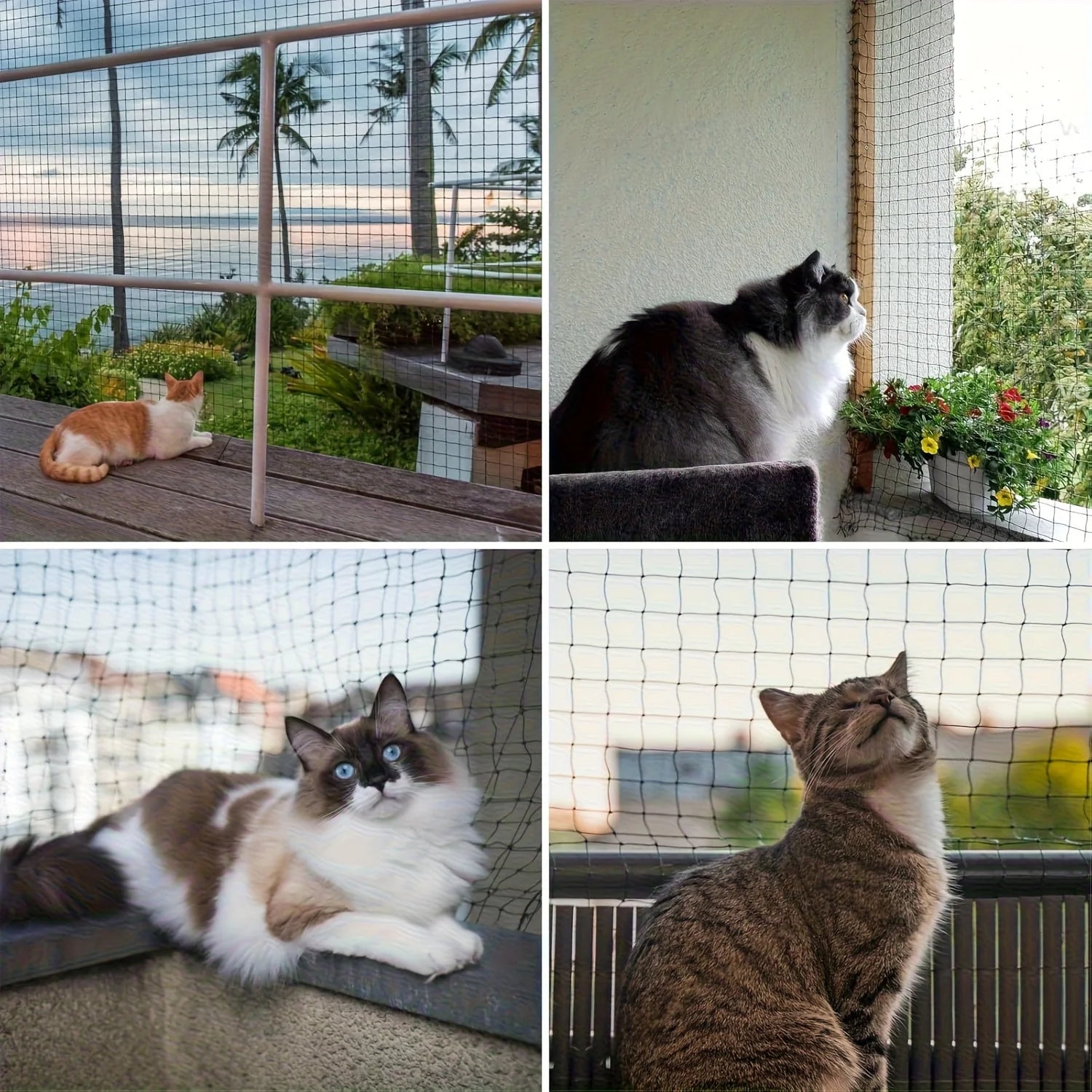 Balcony Netting for Pets Anti-Fall Mesh Cat Safety Fence for Patio Pet Guard Netting for Balcony Stairs Doorway Window Gate Deck