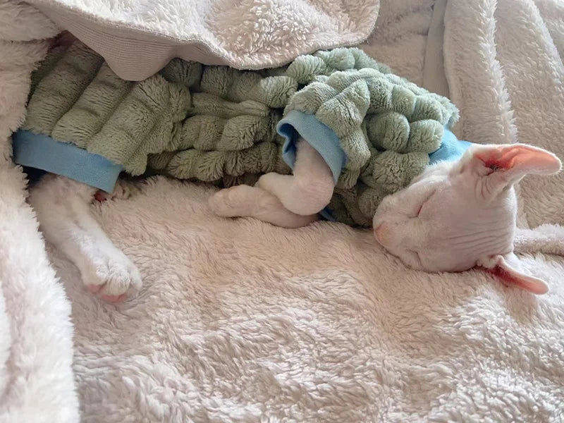 Elegant Warm Sphynx Cat Turtleneck Sweater Hairless Cat Clothes Comfort Winter Coat Thickening Fleece Jacket for Sphynix Cat - Play Paws Toys