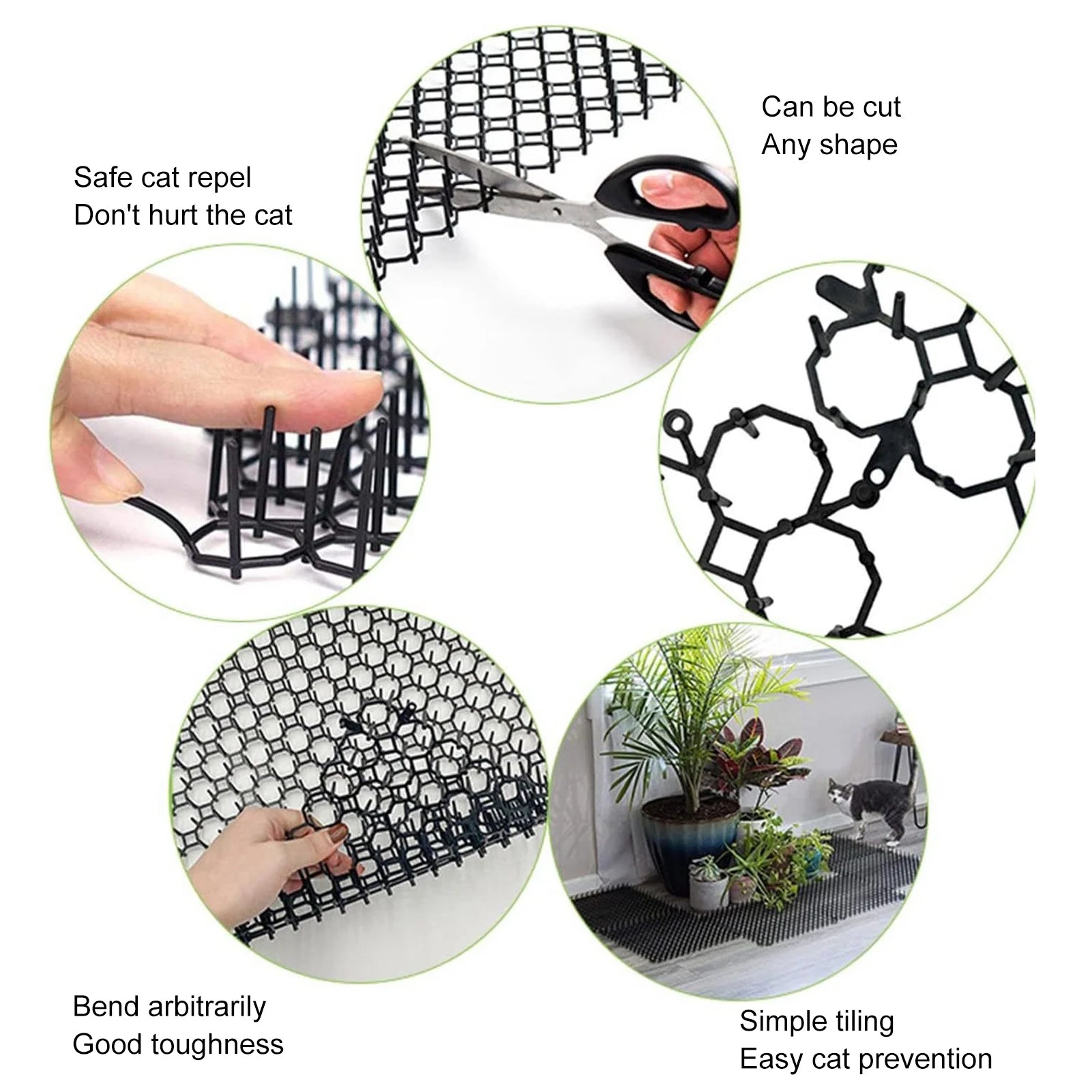 12Pcs Cat Deterrent Mat Anti Cat Dog Network Repellent Training Plastic Spike Mat for Keeping Away Cats Dogs Protecting Plants