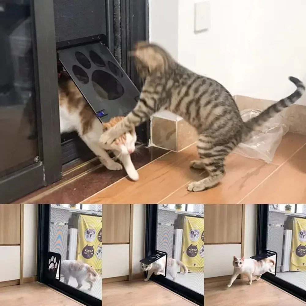 Plastic Pet Lockable Screen Door Magnetic Flap Automatic Lock Dog Flap Door Weatherproof Ventilation Self-Closing Pet Door - Play Paws Toys