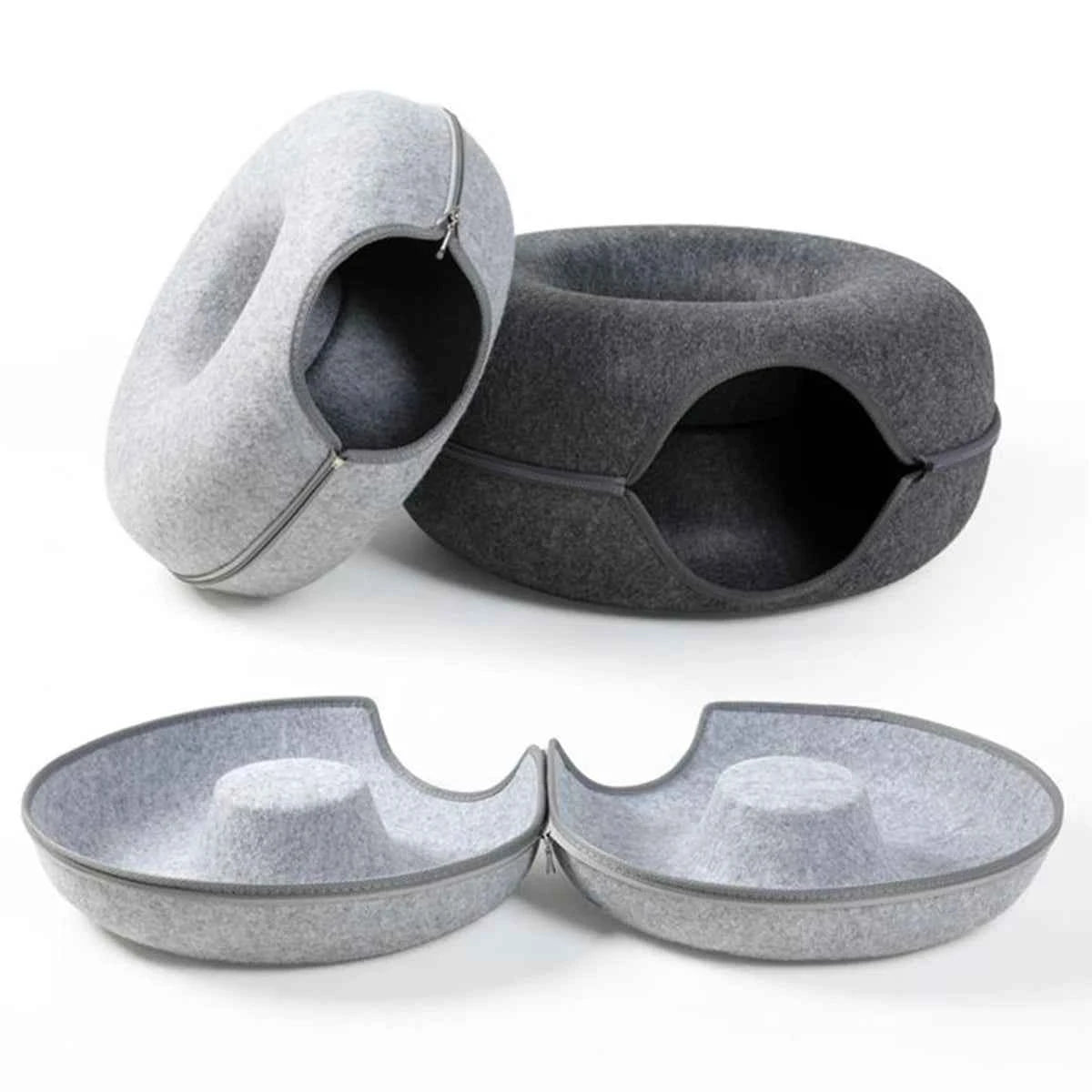 Interactive Round Small Cat Tunnel Nest Felt Kittens Bed House Scratcher Cat Donut Sleeping Pet Toy for Cats