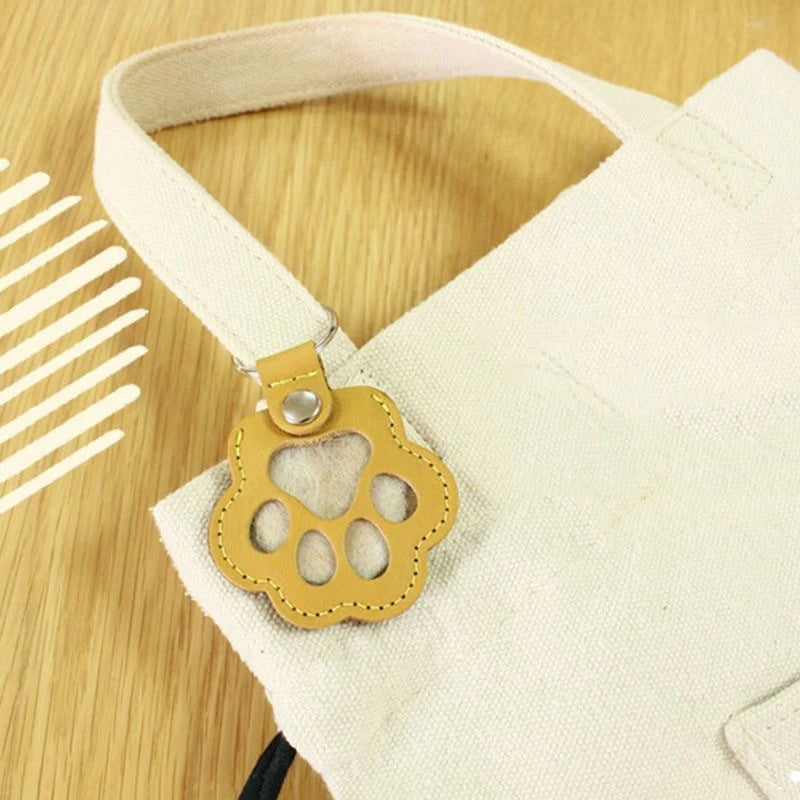 Pet Hair Memorial Keychain PU Leather Keepsake Locket for Cat Dog Fur Pet Hair Storage Pendant Handbag Hanging Accessories