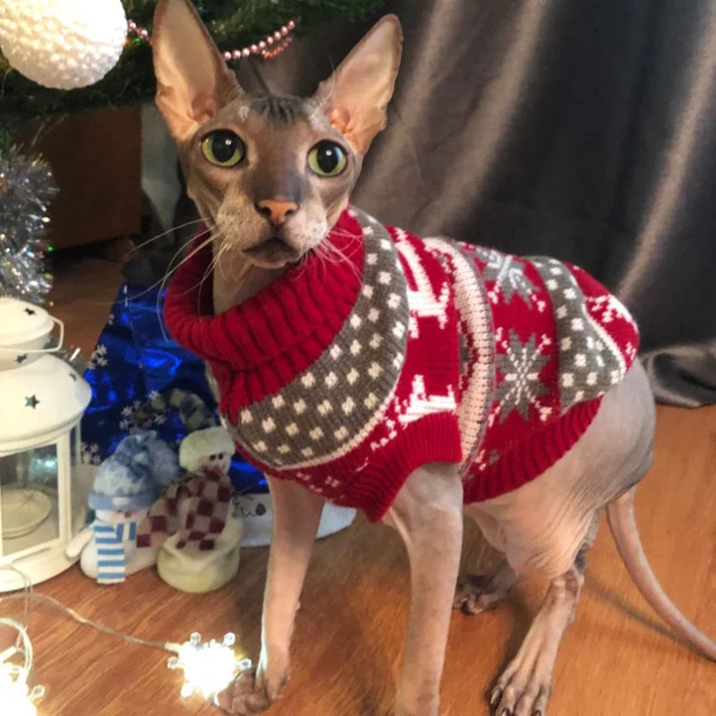 Cute Sphynx Cat Sweater Pullover Winter Warm Pet Clothes for Cats Kedi Kitten Costume Puppy Clothing Mascotas ropa para gatos - Play Paws Toys