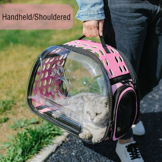 Pet Shoulder Bag Cat Carrier Outdoor Travel Breathable Handbag Puppy & Kitten Capsule Transparent Portable Shoulder Strap Bag - Play Paws Toys