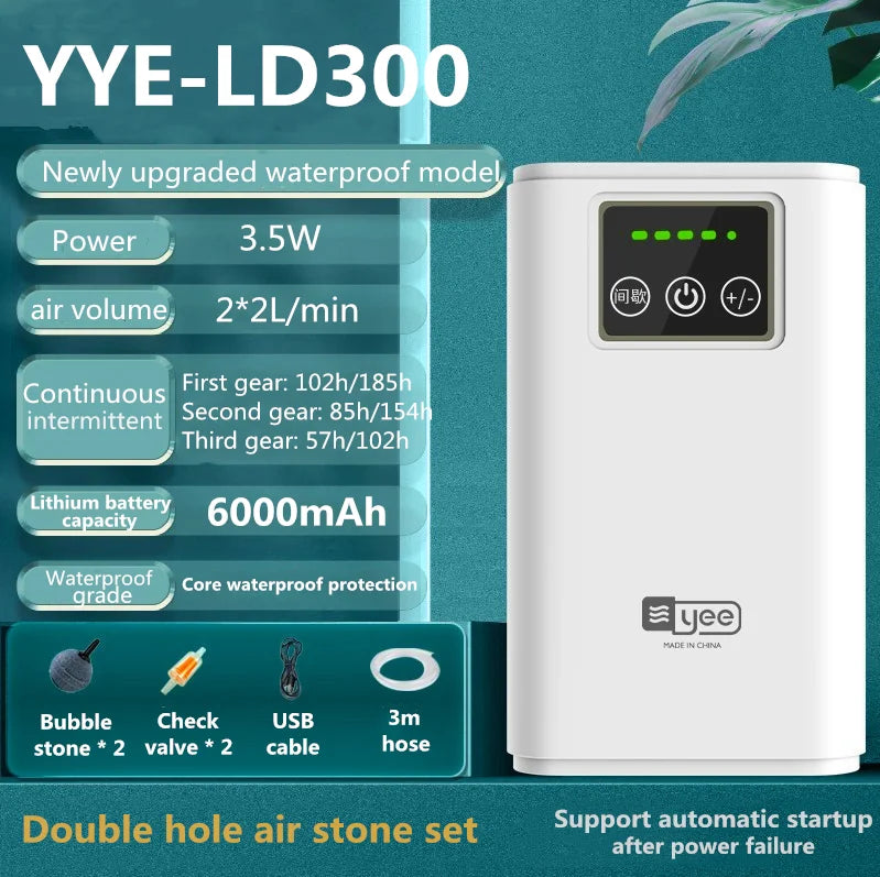 Fish tank oxygen pump charging dual-purpose air pump USB lithium battery household portable silent fishing tool outdoor