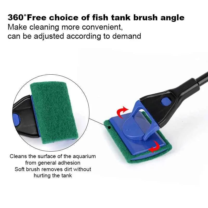 Fish Tank Cleaning Tools 5 in 1 Set Non-slip Long Handle Brush Fishing Net Plant Clips  Accessories Aquarium Pet Products