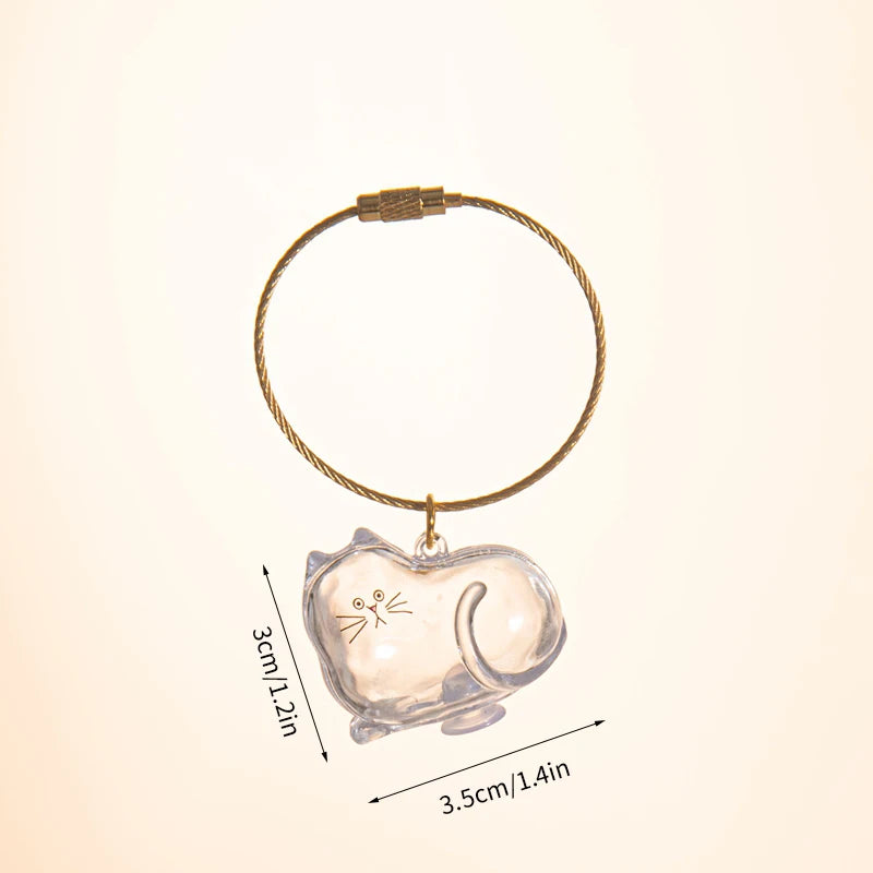 Cat Hair Memorial Storage Keychain Cat Fur Container Pets Cat Fur Collector Capsule Keyring Kitty Hair Hanging Pendants