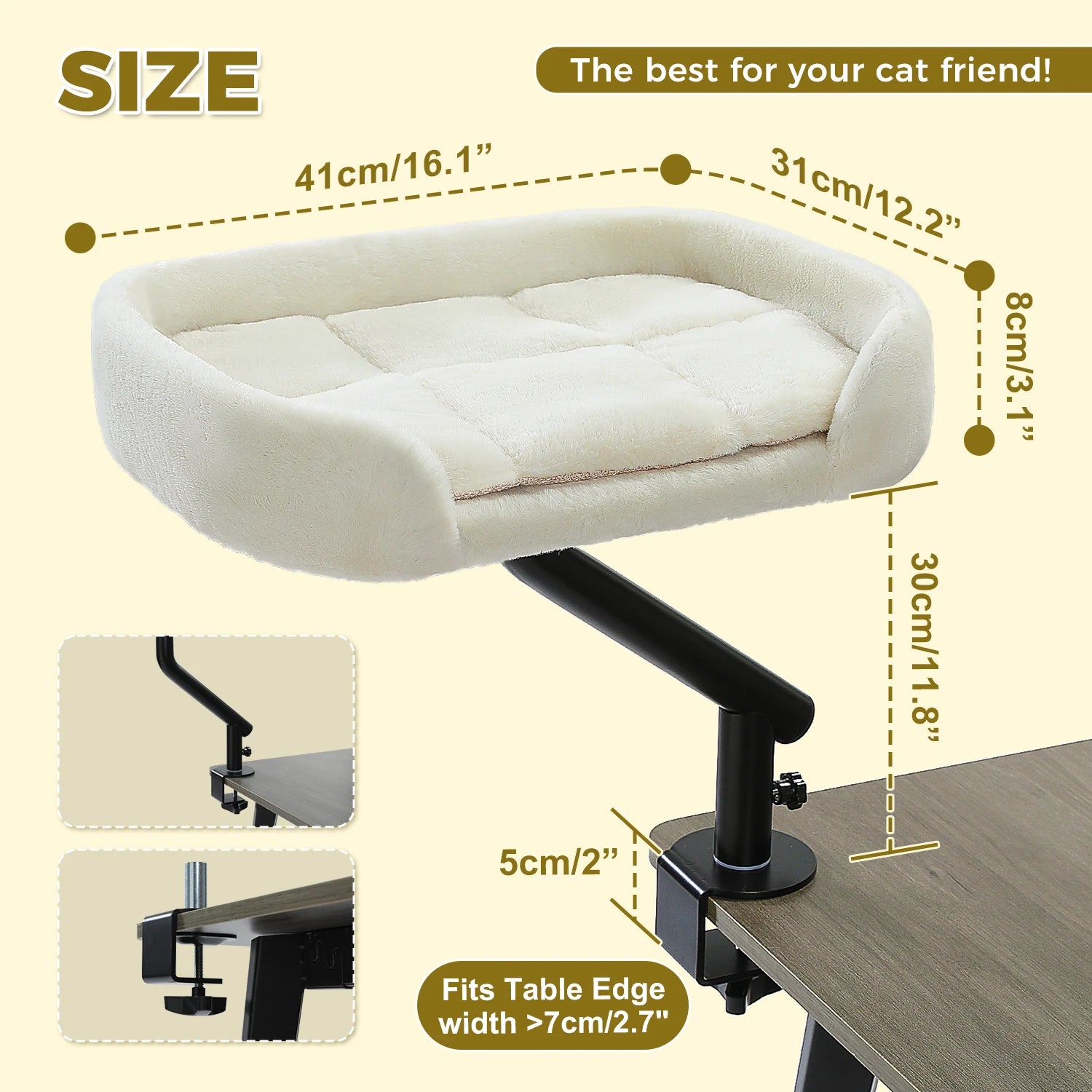 Cat Desk Bed, 360° Rotatable Cat Bed Stand for Indoor Cats, Adjustable Cat Basket, Cats Hammock for Table, Soft Cat Bed for Desk - Play Paws Toys