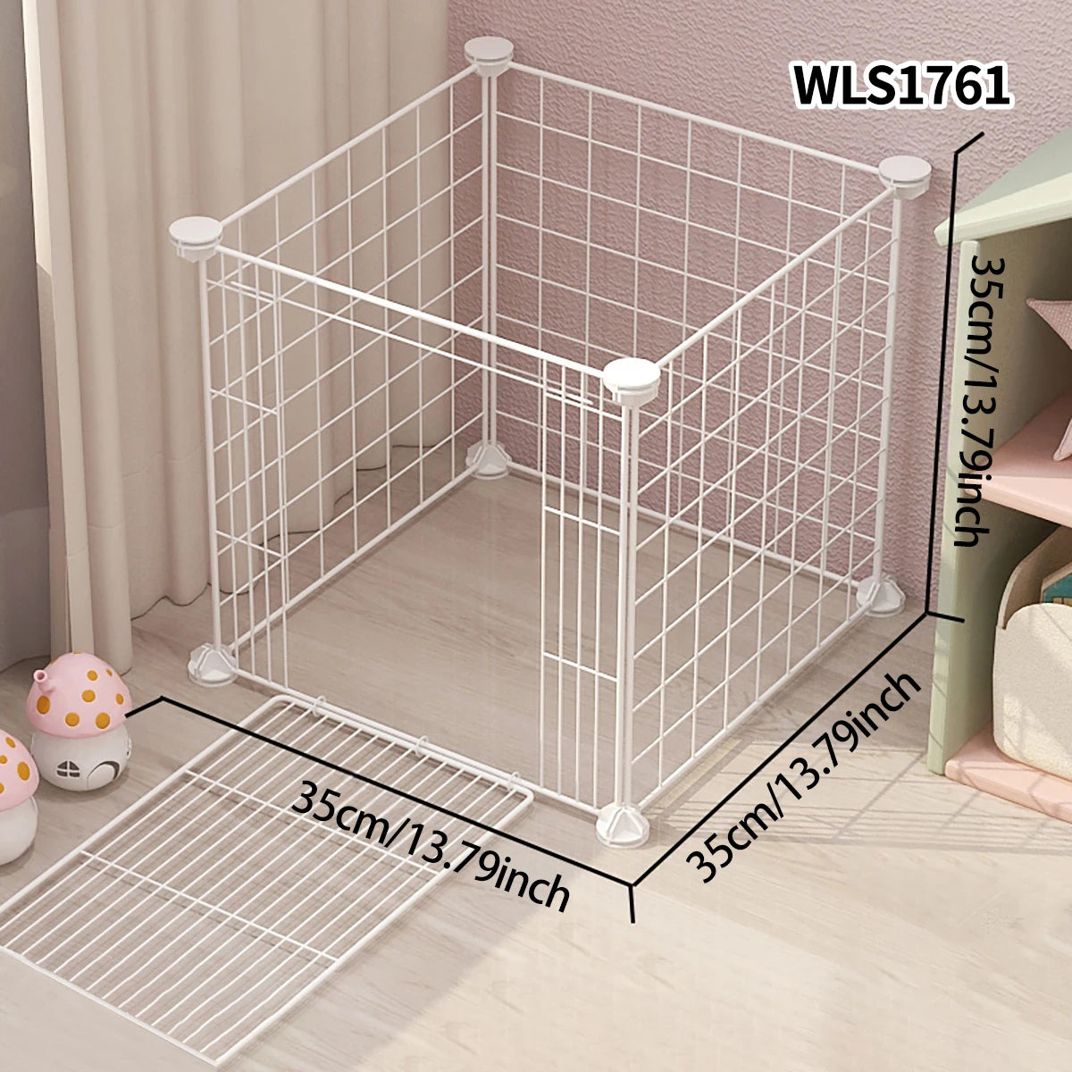 Pet Splicing Fence with Detachable Iron Mesh Gate, Isolation Barrier, Anti-Escape Gate, Indoor Fence, Easy to Assemble, Portable Cage - Play Paws Toys