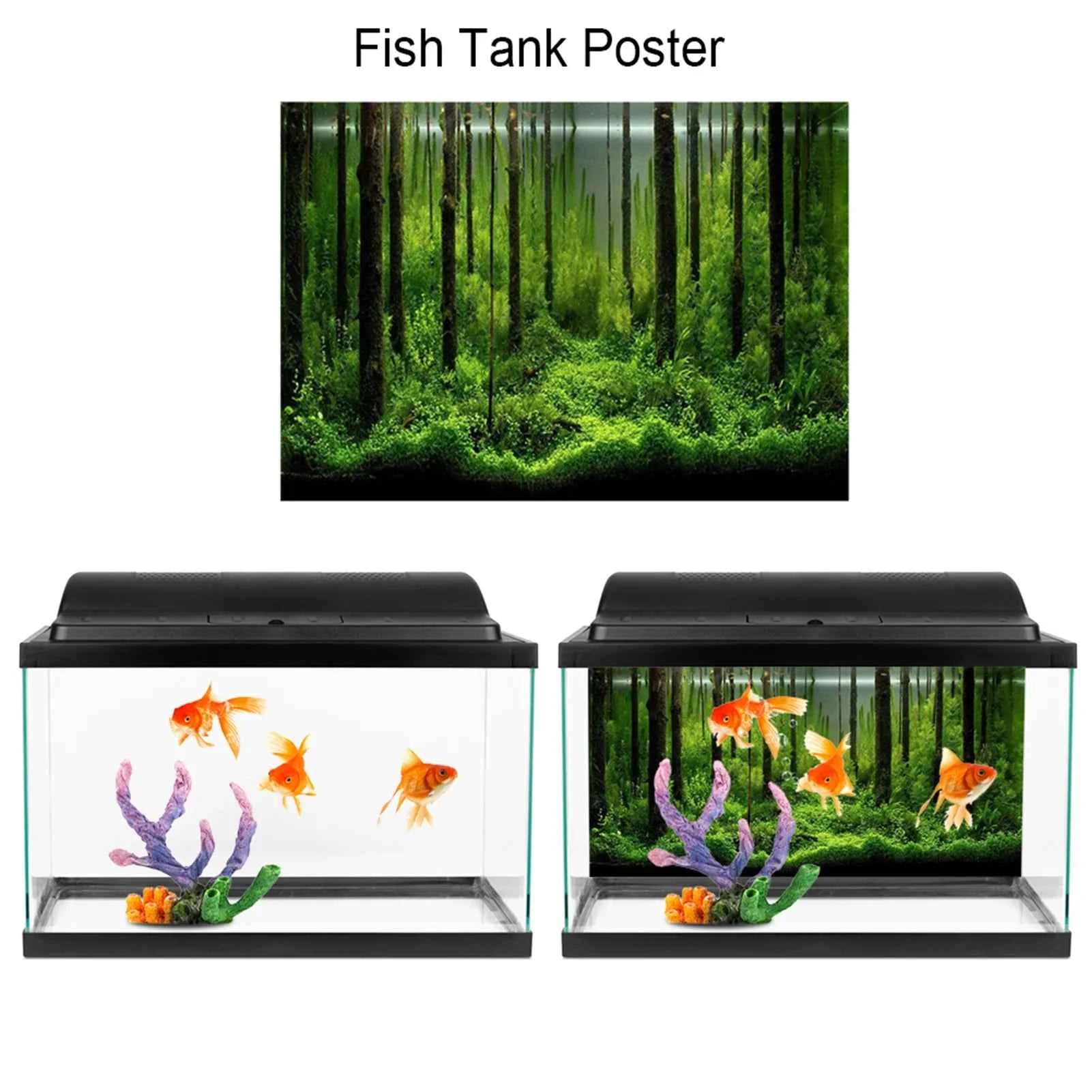 PVC Adhesive Underwater Forest Tank Background Poster Backdrop Waterproof Decoration Paper