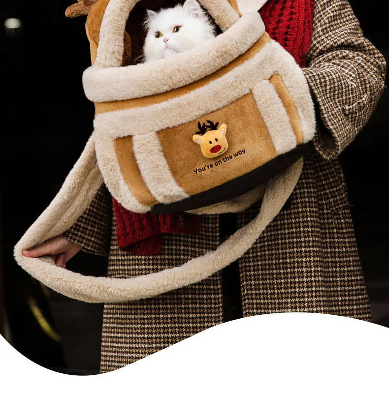 Portable Pet Cat Fall And Winter Speculation Handbag Warm Backpacks Dog Bag Autumn And Winter Warm And Windproof  Crossbody Bag - Play Paws Toys