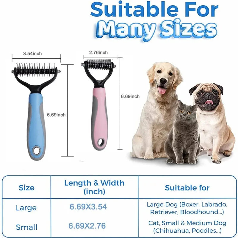 Hair Removal Comb for Dogs Cat Detangler Fur Trimming Dematting Deshedding Brush Grooming Tool For matted Long Hair Curly Pet