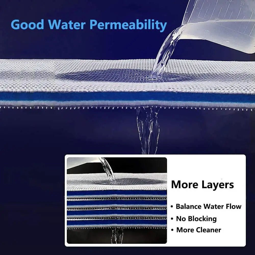 Aquarium 8D Sponge Fish Pond Tank Filter Cotton Pad 8 Layers Cleaning Purifier Water Purification Accessories without Glue