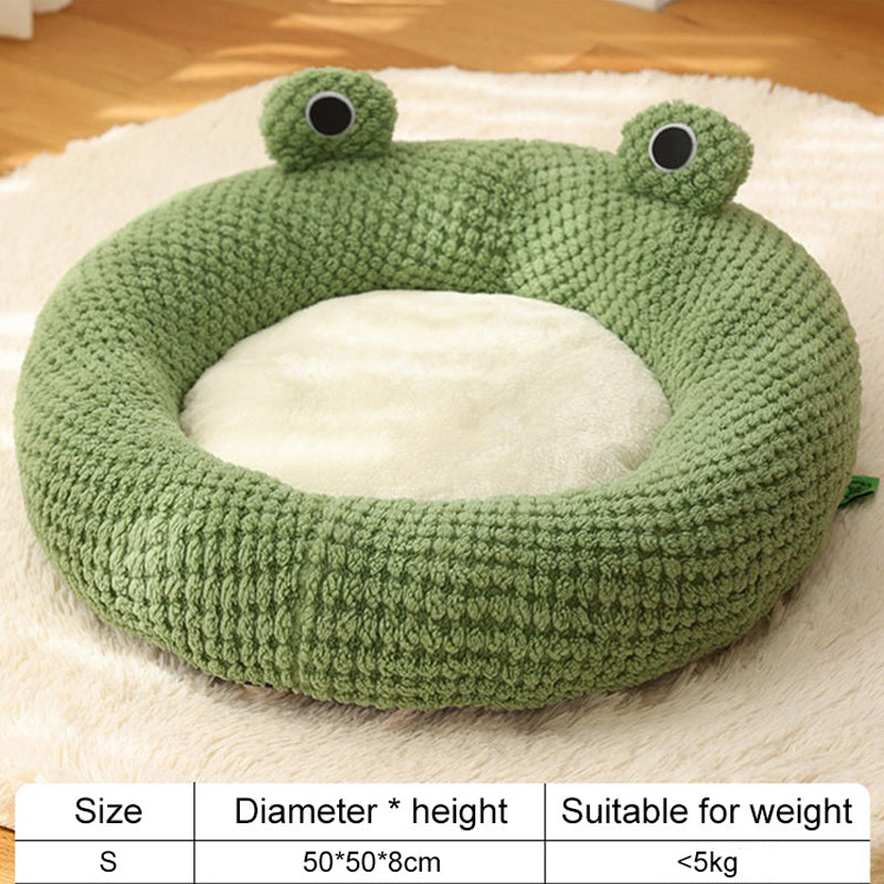 New Pet Nest Winter Warm Dog Den Cat Villa Plush Pets Mattress Small Frog Shape Semi Enclosed Kitten Puppy House Pet Supplies - Play Paws Toys