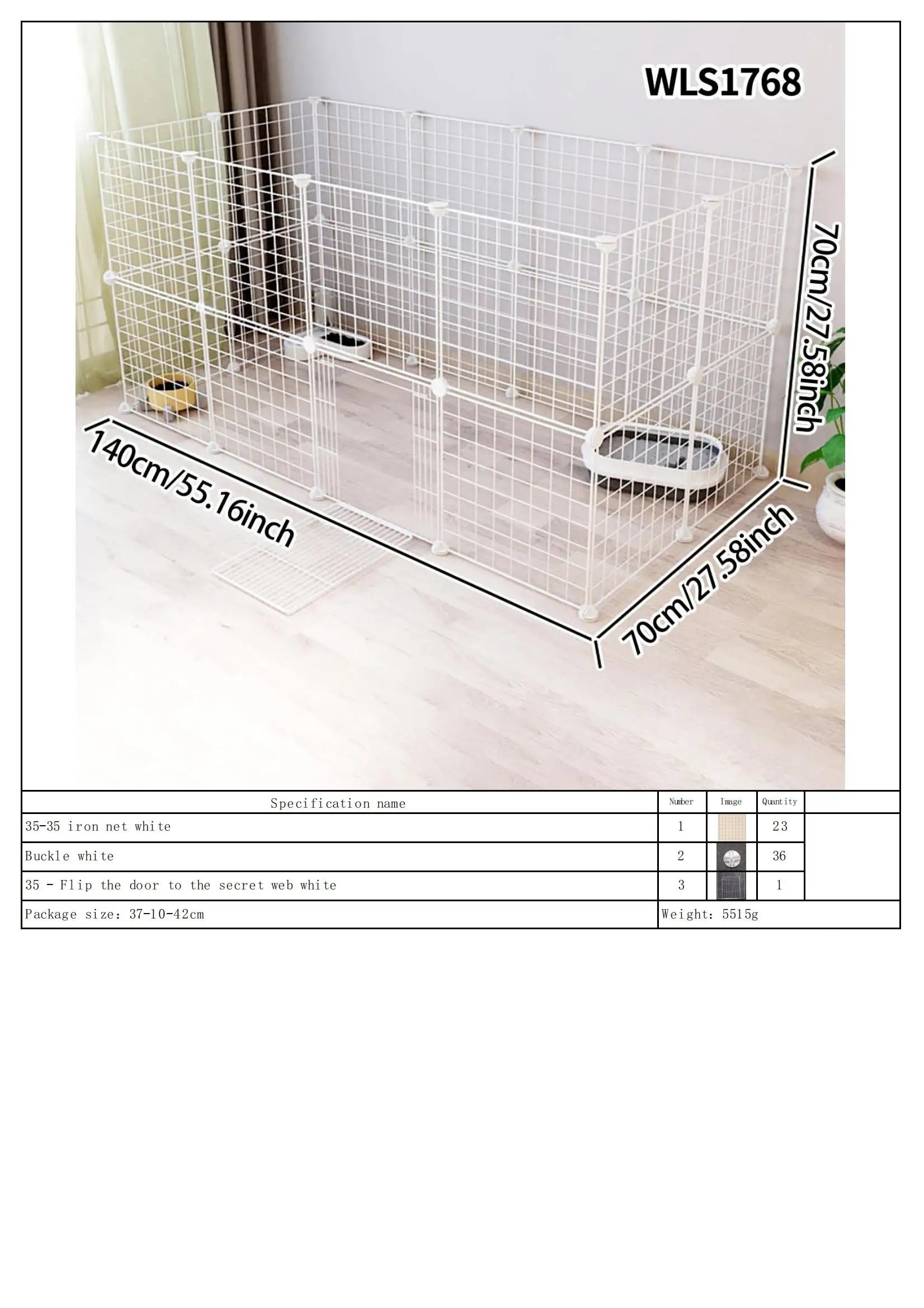 Pet Splicing Fence with Detachable Iron Mesh Gate, Isolation Barrier, Anti-Escape Gate, Indoor Fence, Easy to Assemble, Portable Cage - Play Paws Toys