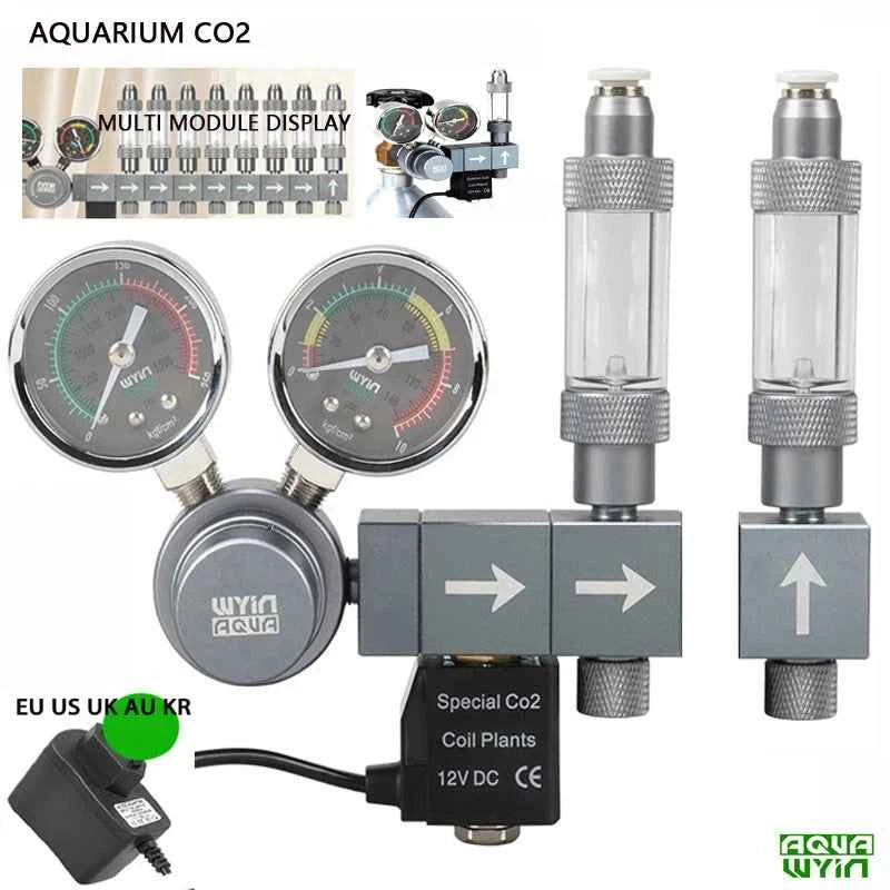 Aquarium CO2 regulator Dual meter solenoid valve Quick plug foam recorder  control system Fish tank CO2 pressure reducing valve