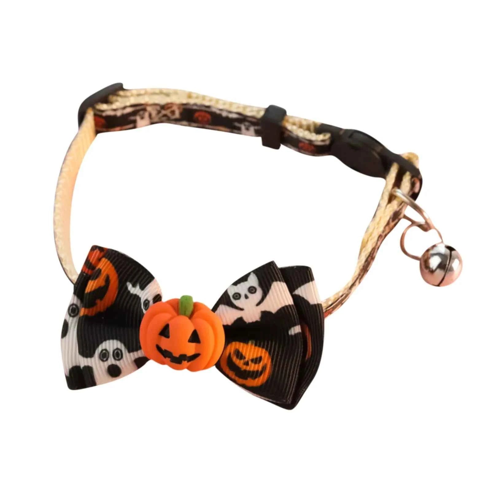 Happy Halloween Cat Collar With Bell Bowknot Puppy Kitten Necklace Adjustable Safety Buckle Strap Chihuahua Bow Tie Pet Supplies