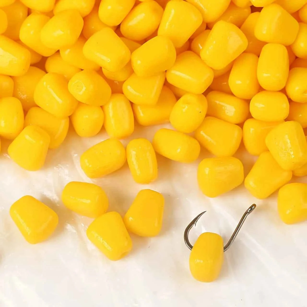 50/100pcs Realistic Corn Cob Fishing Lures - Yellow Corn Kernel Soft Baits, Pouch-Packed Freshwater & Saltwater, for Carp
