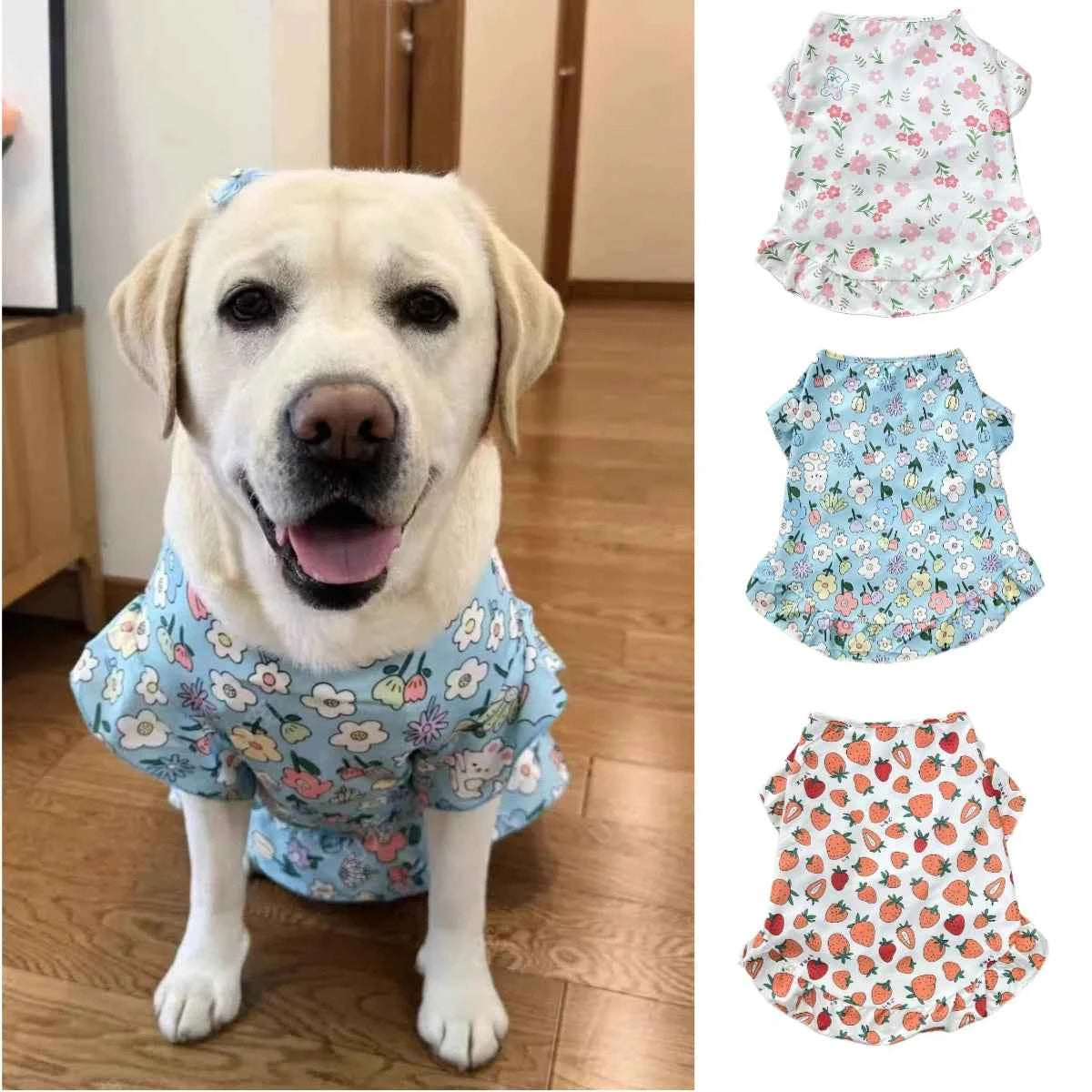 Summer Large Dog Cooling Clothes Cute Pet Dog Princess Dresses Medium Big Dogs Summer Vest Labrador Golden Retrievers Clothes