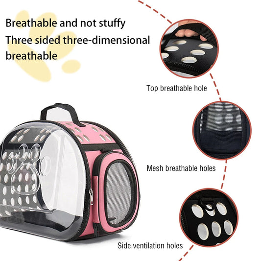 Pet Shoulder Bag Cat Carrier Outdoor Travel Breathable Handbag Puppy & Kitten Capsule Transparent Portable Shoulder Strap Bag - Play Paws Toys