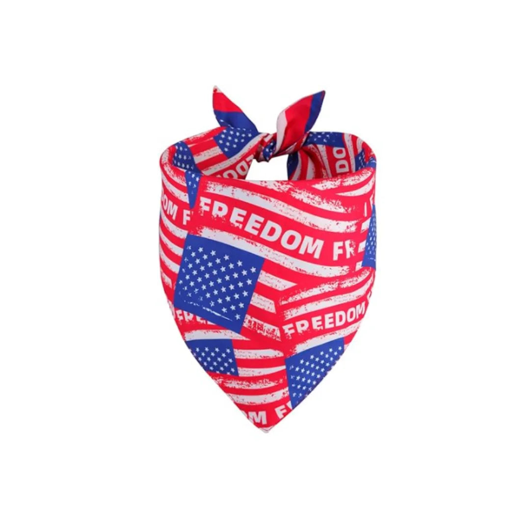 4th of July Dog Bandanas XLarge 2PCS, 4 Pattern American Flag Patriotic Scarf for Boy and Girl, Durable Triangle Reversible USA Bibs for Puppy Pet