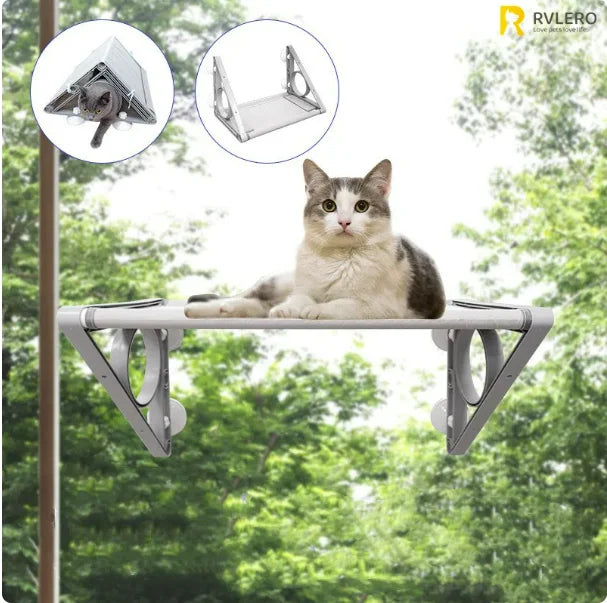 Cat Hammock Window Bed Kitten Sunny Seat Hanging Mount Beds Cat Sofa double-decker tunnels Suction Cup Wall Pet Hanging Winter - Play Paws Toys