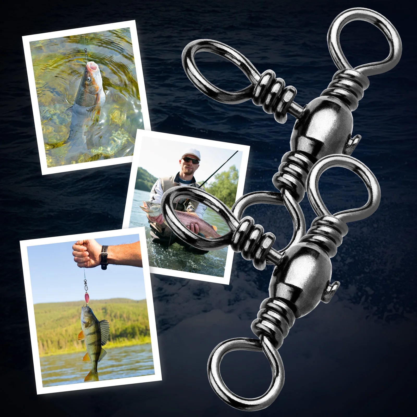 3 Way Swivels 25~100Pcs Swivels Fishing Tackle Catfish Tackle Stainless Brass Catfish Surf Rigs Saltwater Fishing Barrel Swivels