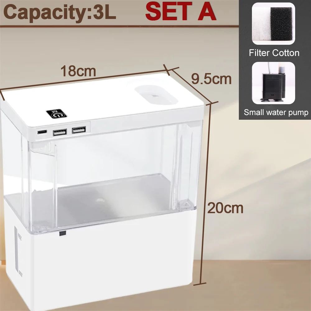 Mini Fish Tank 3L Desk Fish Tank 5L Water Plastic Fish Tank Botton Filter With Water Pump Fish Bowls
