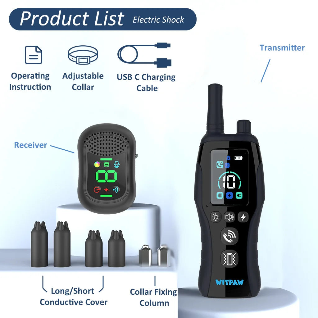 Dog Shock Collar 6500 ft Waterproof Training Collar for Dogs with Rechargeable Remote Beep Vibration Humane Shock Remote Calling