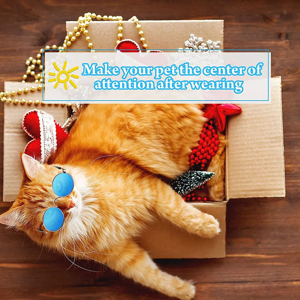 Puppy Dog Sunglasses Anti-skid Round Metal Cat Classic Retro Sunglasses Hippie Cute and Funny Pet Glasses Cosplay Party Costume