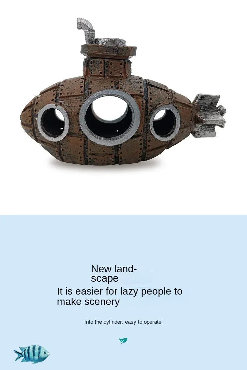 Resin Submarine Ornaments Aquarium Fish Tank Decoration Fish Shrimp Shelter Cave Landscaping Accessories for Aquarium Fish Tank