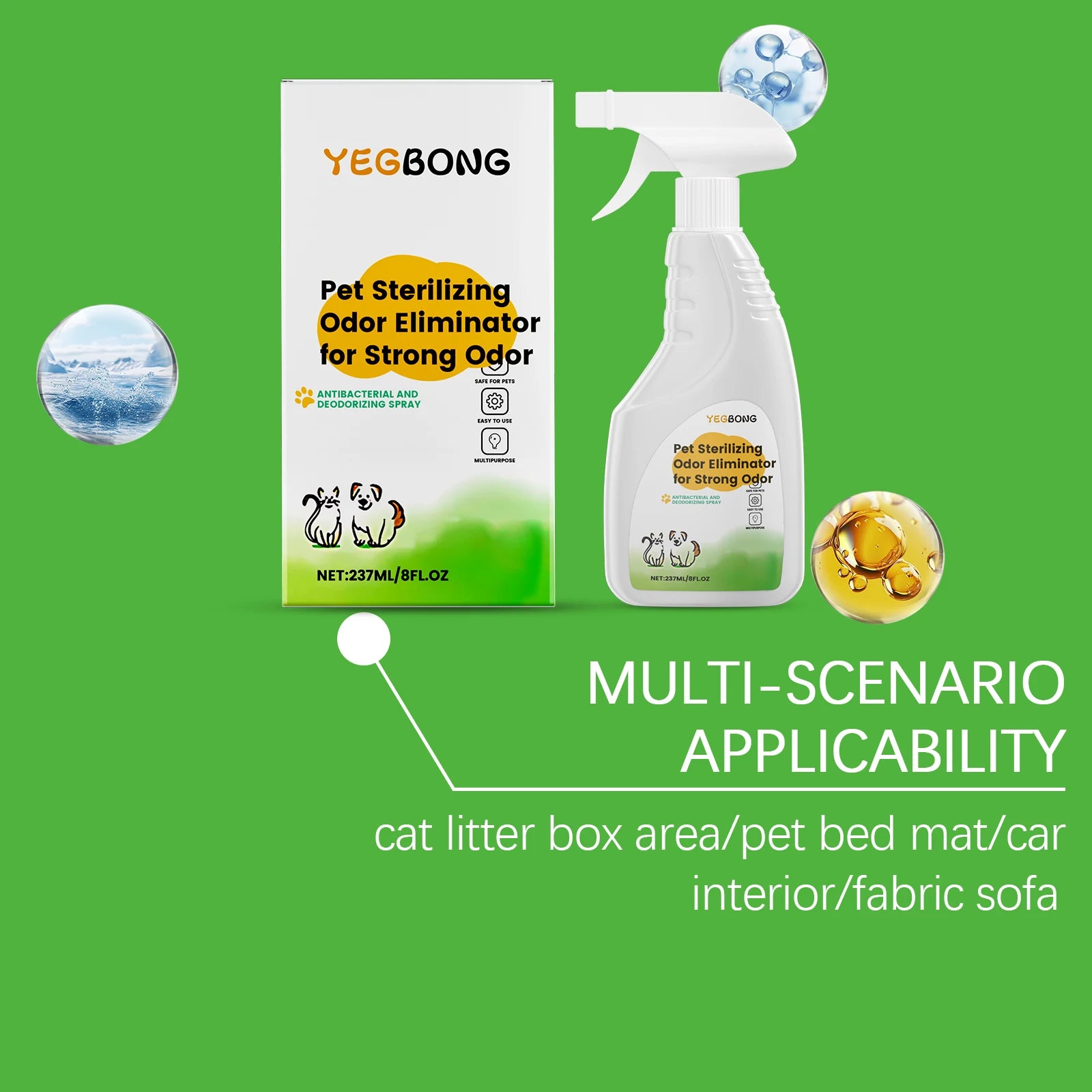 Pet Odor Eliminator Spray for Cat Dog Urine Accidents on Carpet Furniture Natural Deodorizing Mist with No Synthetic Fragrance