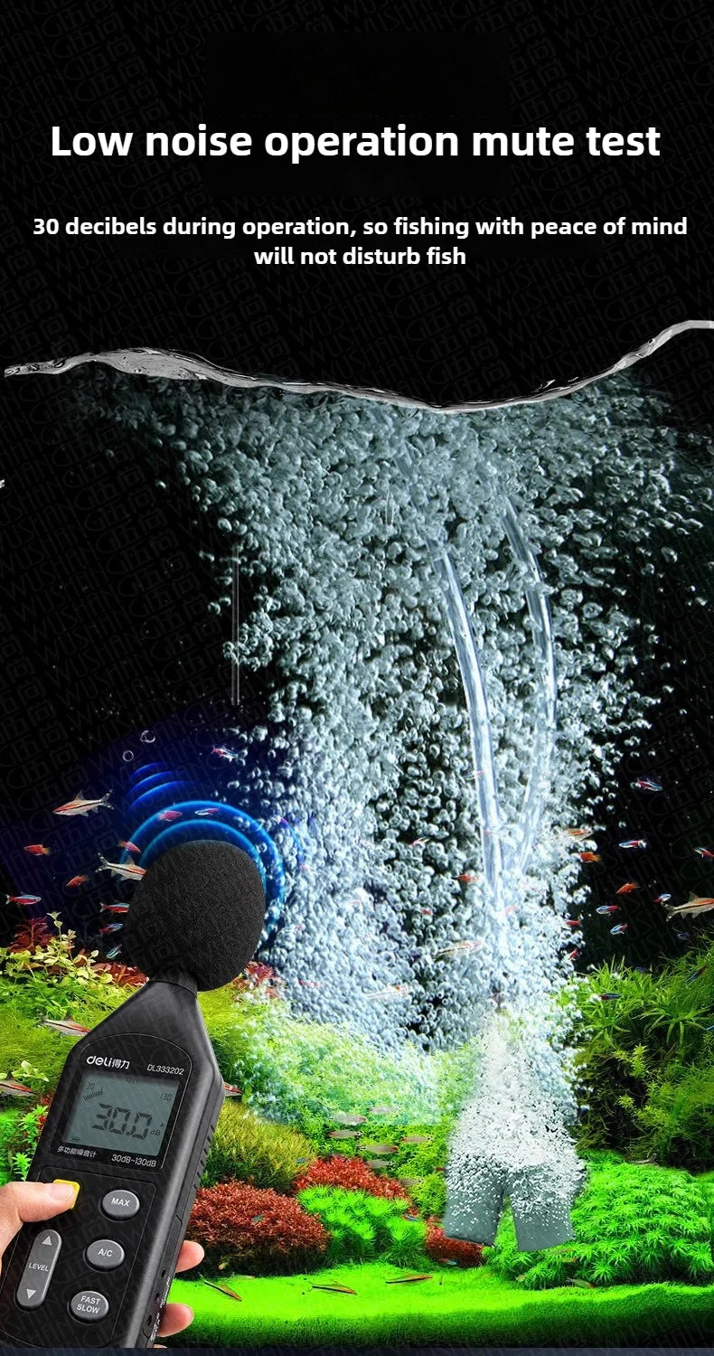 5W USB Rechargeable Oxygen Pump for Outdoor Fishing/Aquarium, Portable Aerator with 48H Runtime for Night Fishing