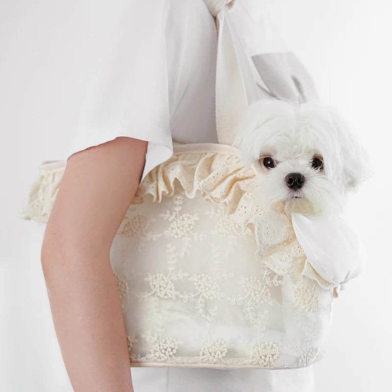 Onecute Lace Pet Carrier Bag - Handheld Shoulder Puppy Purse for Small Dogs, Chihuahua, Cats - Dog Walking Accessories - Play Paws Toys