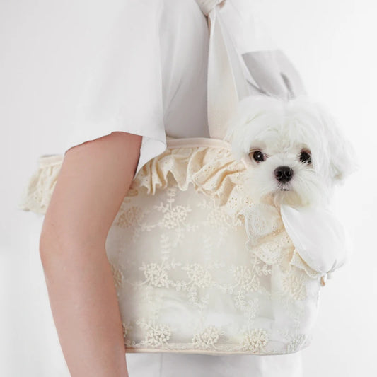 Onecute Lace Pet Carrier Bag - Handheld Shoulder Puppy Purse for Small Dogs, Chihuahua, Cats - Dog Walking Accessories - Play Paws Toys