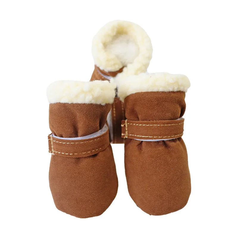 4pcs Winter Dog Shoes Waterproof Shoes For Medium Dogs Winter Boots For Small Dogs Warm Chihuahua Teeth Puppy Socks Yorkshire